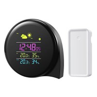 AMIR Digital Wireless Weather Station  Indoor Outdoor Thermometer Hygrometer Monitor with Large Night Lighting LCD Display  Humidity Meter with Alarm Clock Function  Outdoor Sensor  Snooze Option - B0784RCVHB